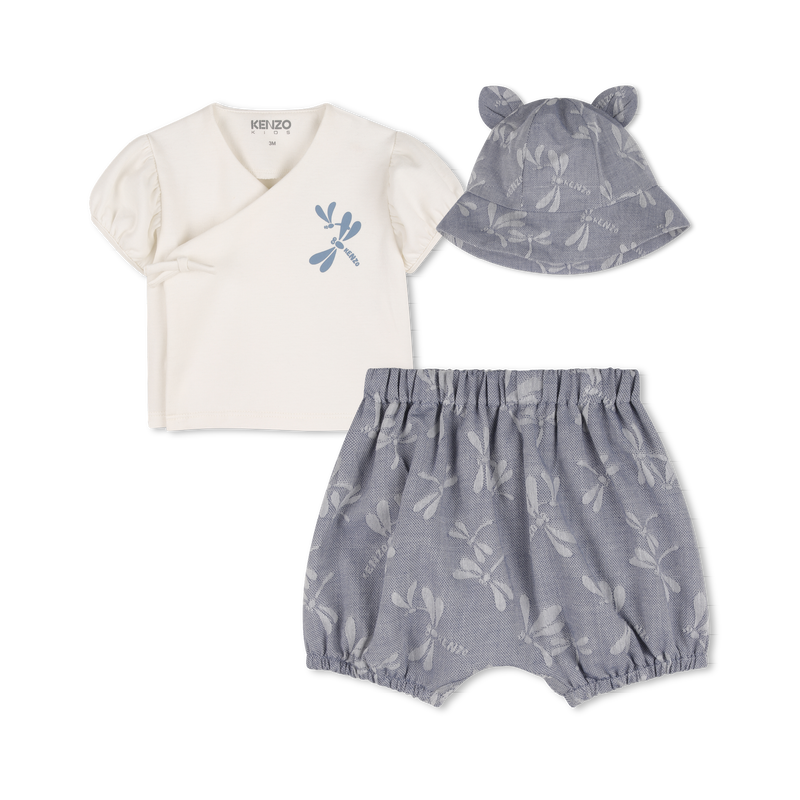 T-SHIRT, BUCKET HAT E CONJUNTO DE PEITORAIS KENZO KIDS 
                        GIRL