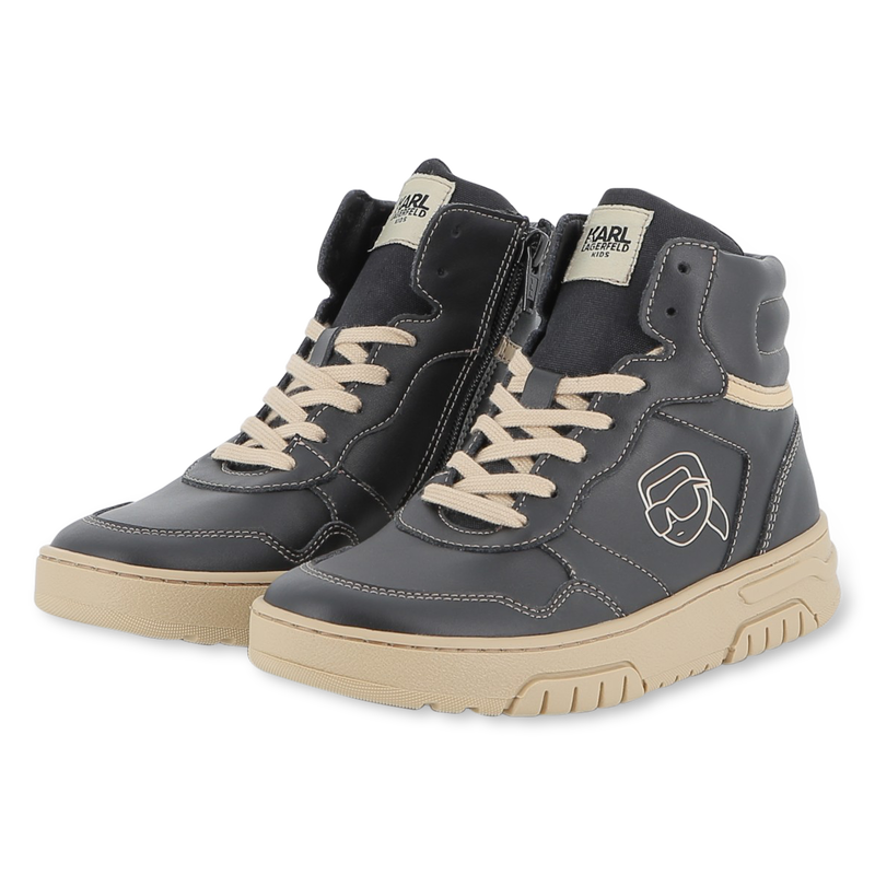 Tênis de cano alto com cadarço KARL LAGERFELD KIDS 
                    BOY