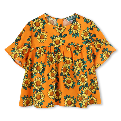 Blusa em cetim de algod&atilde;o KENZO KIDS GIRL