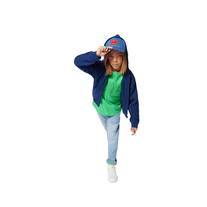 Casaco em molet&atilde;o com capuz HUGO 
                        BOY