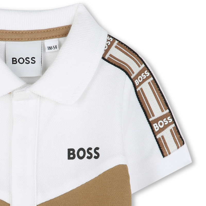 Polo com tran&ccedil;as nas mangas BOSS 
                        BOY