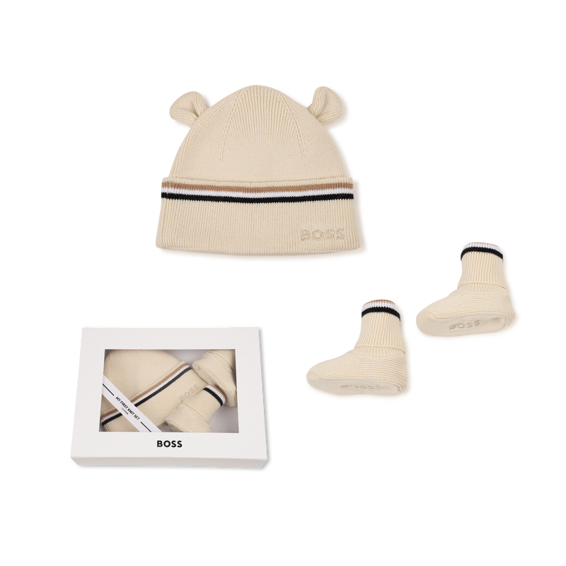 Conjunto de touca e pantufas BOSS 
                        UNISSEXO