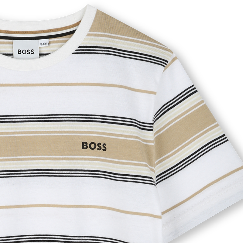 T-shirt de algod&atilde;o &agrave;s riscas BOSS 
                        BOY