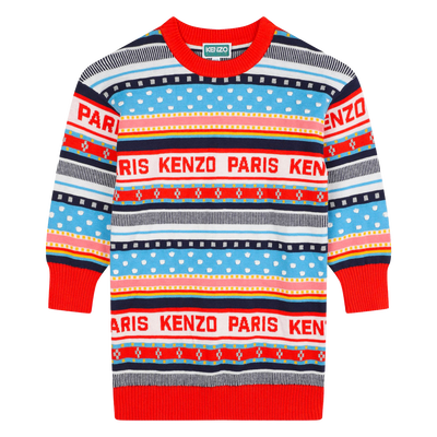 Vestido em malha jacquard KENZO KIDS GIRL