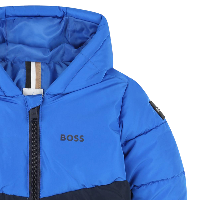 Blus&atilde;o penas bicolor com capuz BOSS 
                        BOY