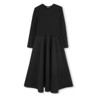 Vestido comprido bimaterial, PRETO, hi-res