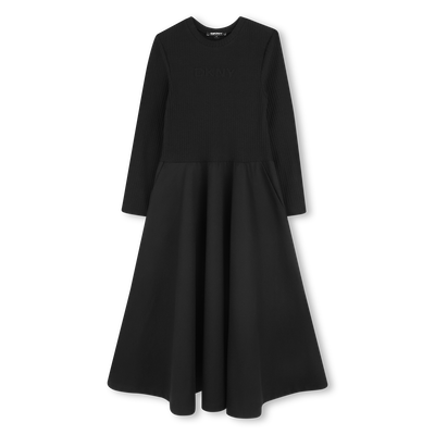 Vestido comprido bimaterial DKNY GIRL