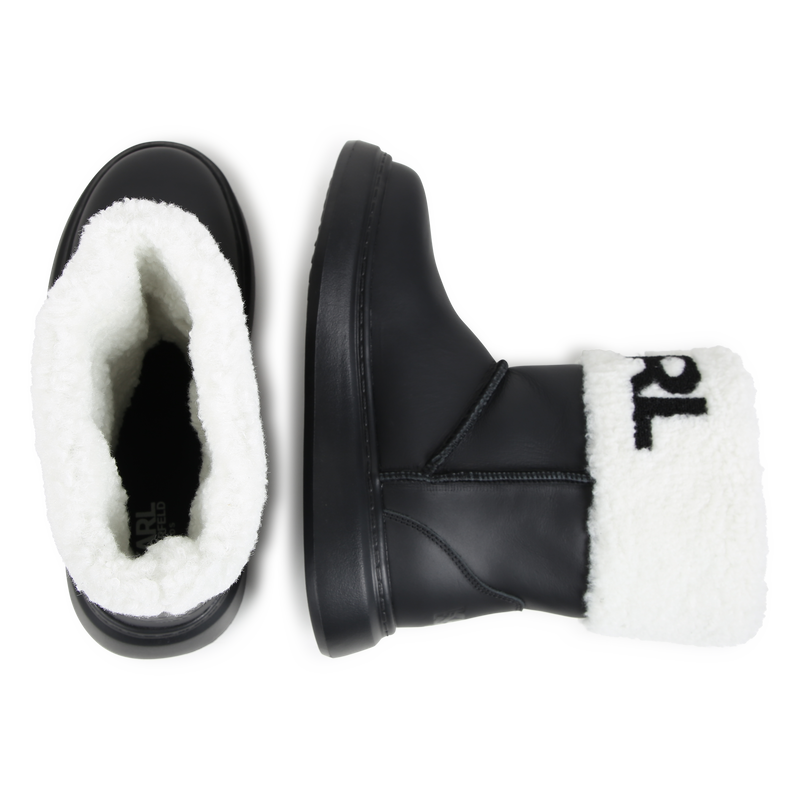 Cuffed Leather Ankle Boots KARL LAGERFELD KIDS 
                    GIRL