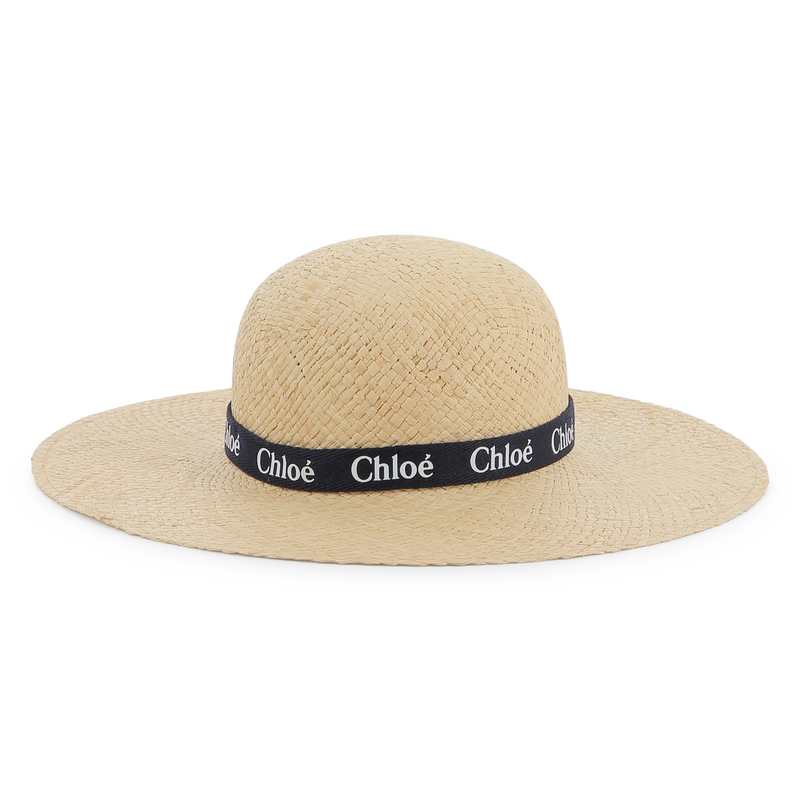 Chapéu em ráfia com logótipo CHLOE 
                    GIRL