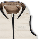 Casaco acolchoado com capuz efeito flano BOSS 
                    MENINO