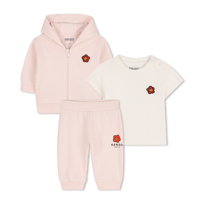 Conjunto de cal&ccedil;a, cardig&atilde; e camiseta KENZO KIDS UNISSEX