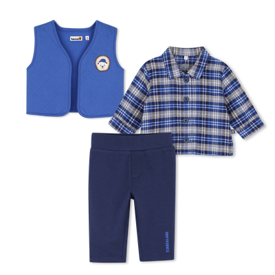 Conjunto de cardigan, camisa e cal&ccedil;a TIMBERLAND MENINO