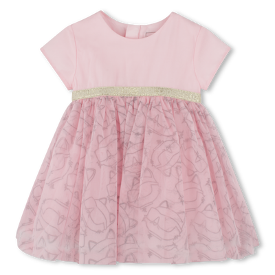 Vestido cerim&oacute;nia com folhos KARL LAGERFELD KIDS GIRL