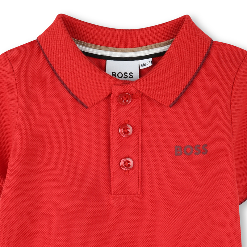 Polo liso de algodão piqué BOSS 
                    BOY
