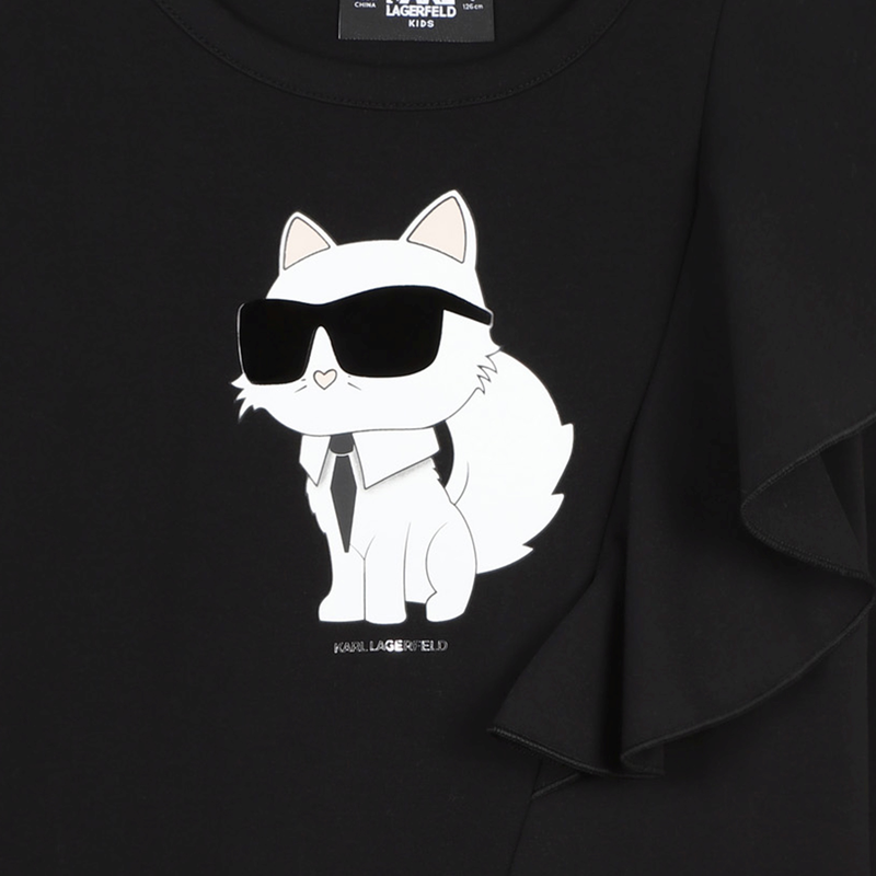 Vestido direito com folhos KARL LAGERFELD KIDS 
                        GIRL