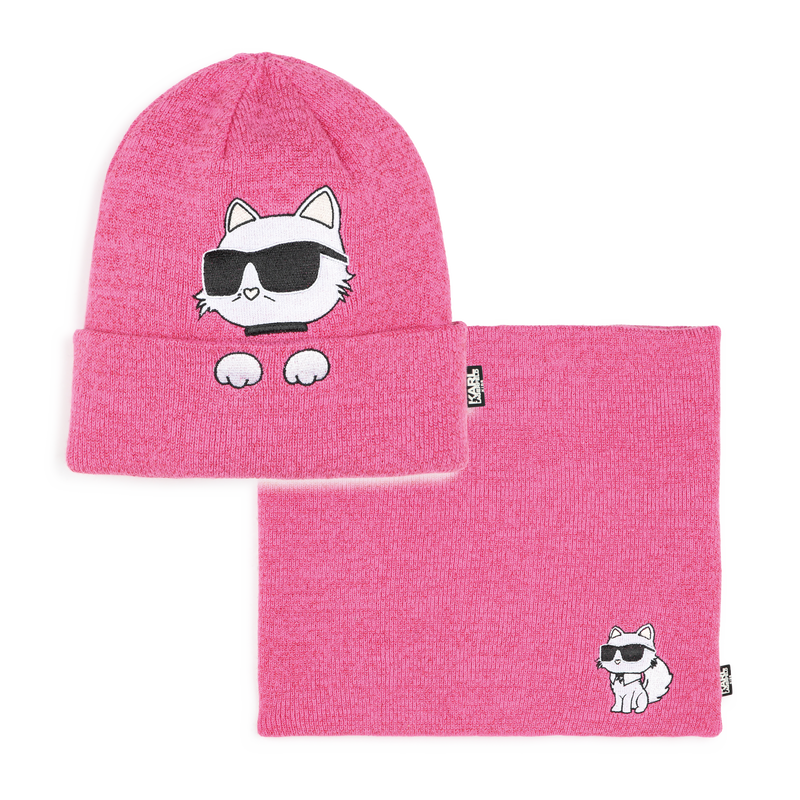 Gorro e cachecol tubular KARL LAGERFELD KIDS 
                        GIRL