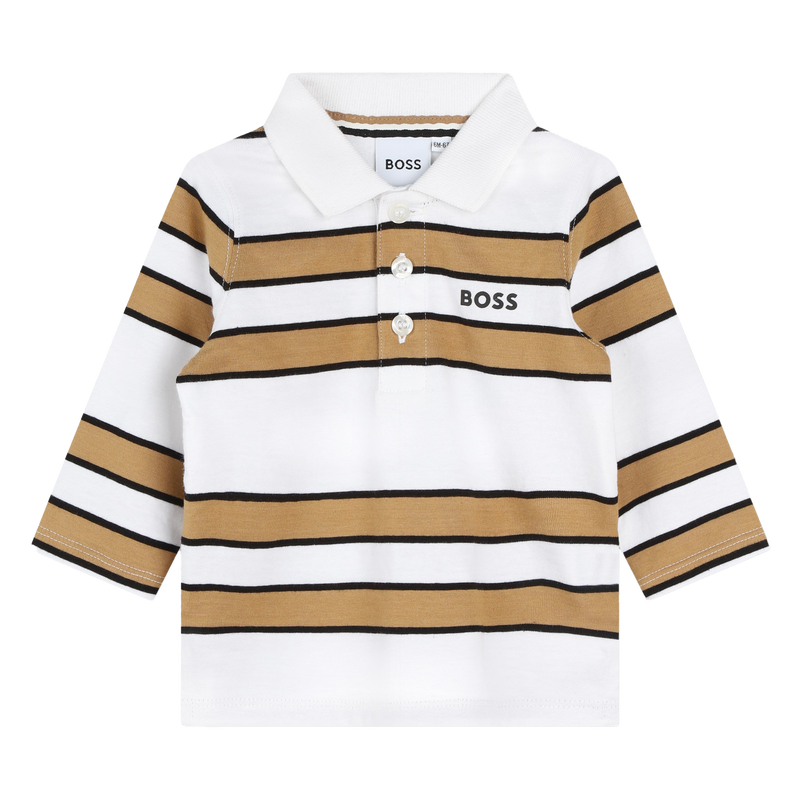 Polo de algod&atilde;o &agrave;s riscas BOSS 
                        BOY