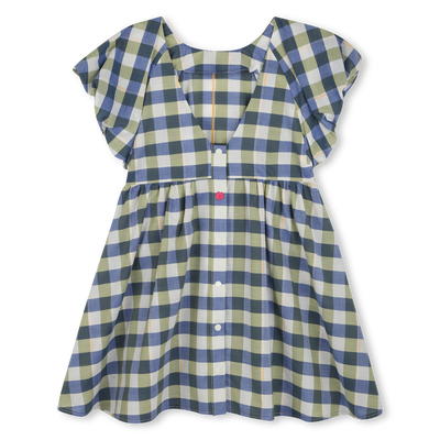 Vestido axadrezado em algod&atilde;o KENZO KIDS GIRL