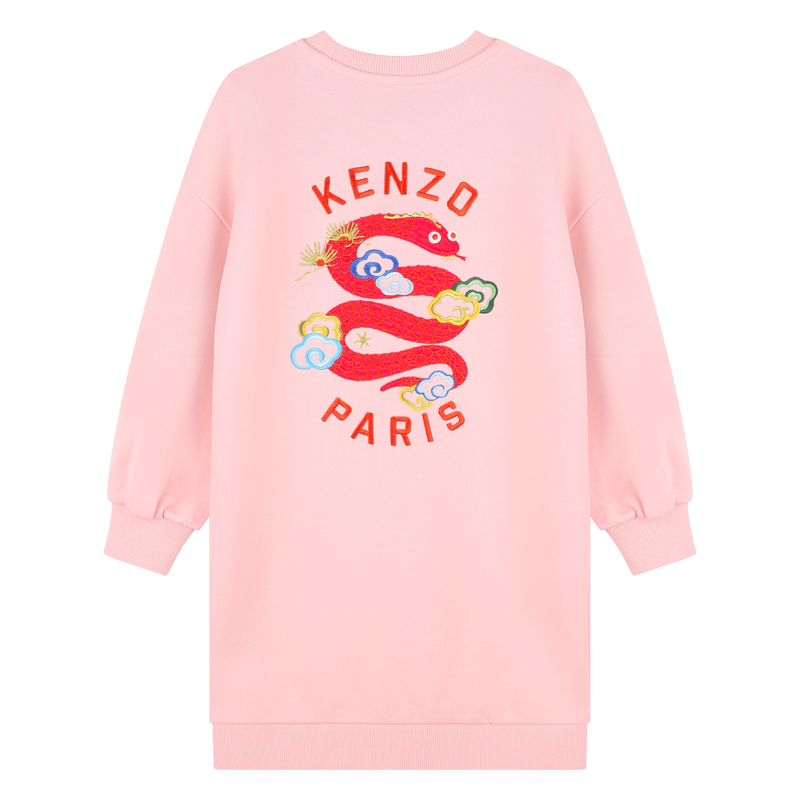Vestido a direito com bordados KENZO KIDS 
                    GIRL
