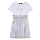 Vestido bi-material manga curta KARL LAGERFELD KIDS 
                    GIRL