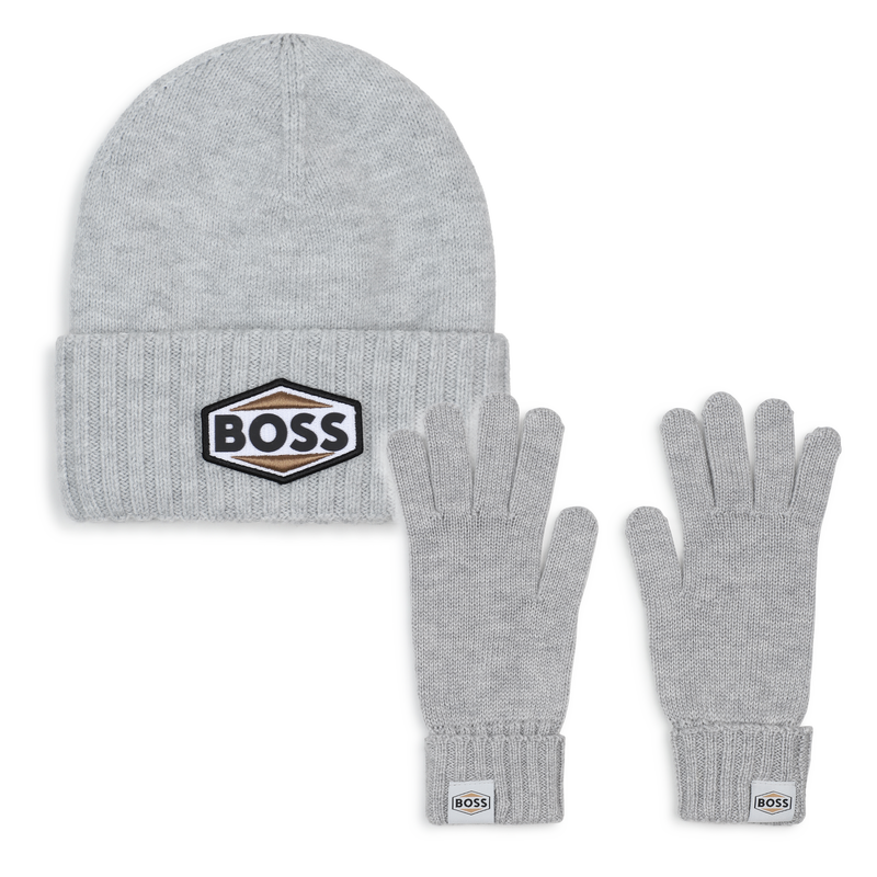 Conjunto de gorro e luvas BOSS 
                        MENINO