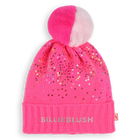 Gorro com pompom e lantejoulas, ROSA, hi-res