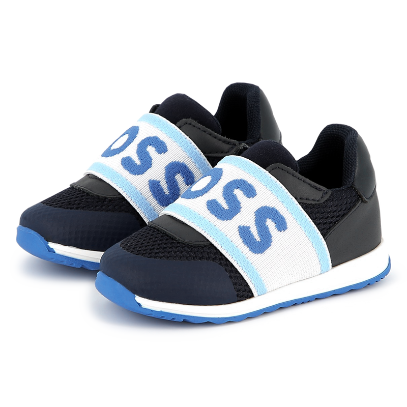 Sapatilhas em pele e rede BOSS 
                        BOY