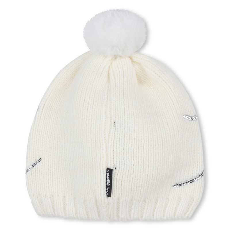 Gorro de malha com pompom KARL LAGERFELD KIDS 
                    GIRL