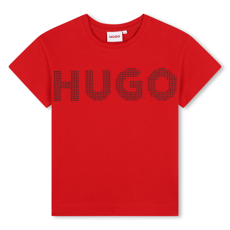 T-shirt algod&atilde;o com log&oacute;tipo HUGO 
                        GIRL