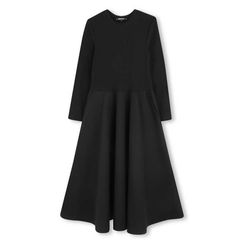 Vestido comprido bimaterial DKNY 
                    GIRL