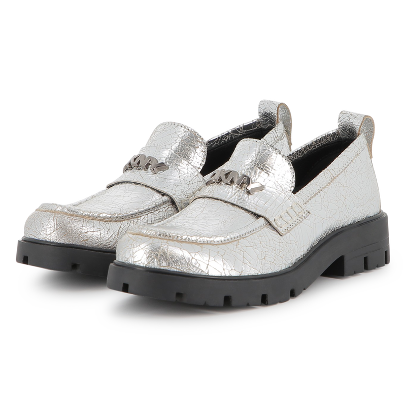 Mocassins de couro bovino metálico DKNY 
                    GIRL