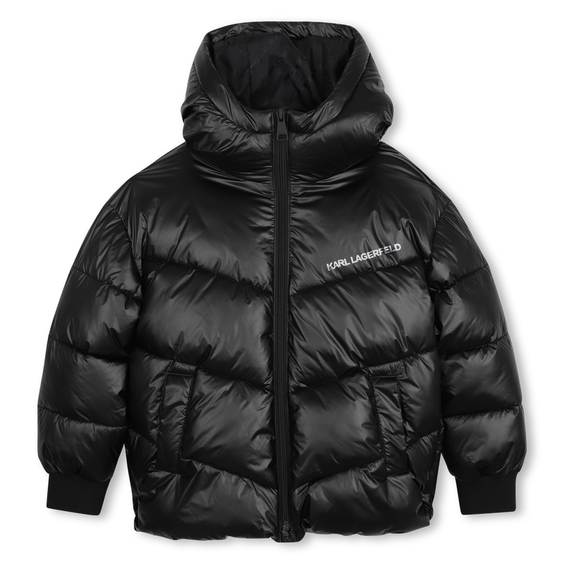 Casaco acolchoado com capuz KARL LAGERFELD KIDS 
                        GIRL