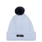 Gorro de malha com pompom, AZUL CE&Uacute;, hi-res