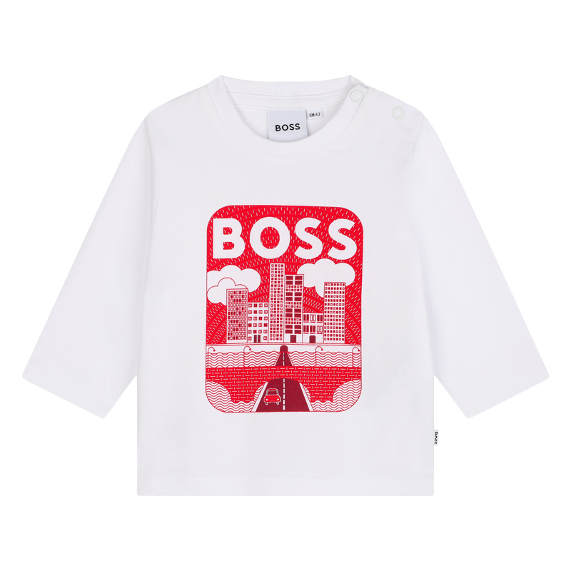 T-shirt algodão com estampado BOSS 
                    BOY