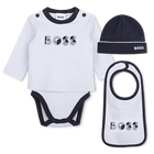 Conjunto de body, babador e chap&eacute;u BOSS 
                    BOY