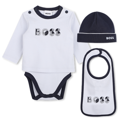 Conjunto de body, babador e chap&eacute;u BOSS BOY