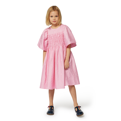 Embroidered Cotton-Satin Dress KENZO KIDS GIRL