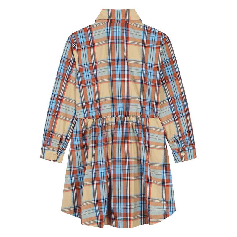 Checked Cotton Shirt Dress KENZO KIDS 
                    GIRL