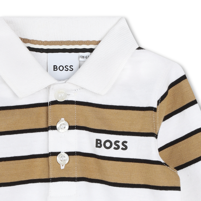 Polo de algod&atilde;o &agrave;s riscas BOSS 
                        BOY