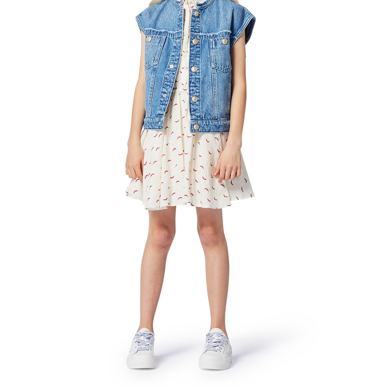 Vestido estampado sem mangas