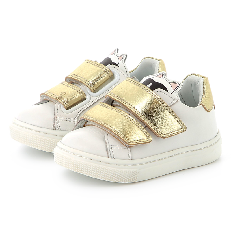 Sapatilhas de couro com velcro KARL LAGERFELD KIDS 
                    GIRL