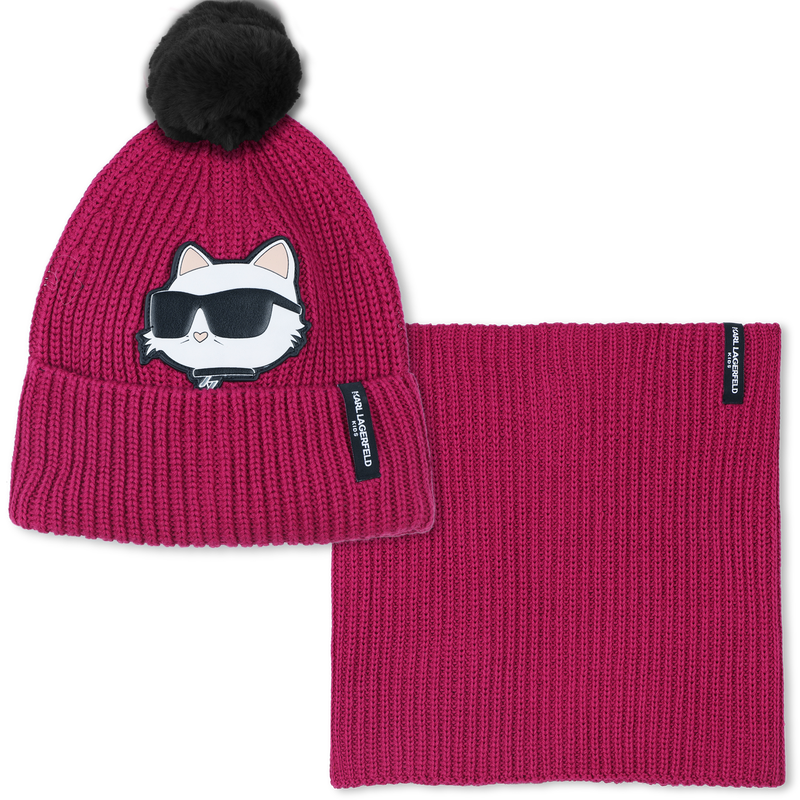 Conjunto de chapéu + aquecedor de pescoço KARL LAGERFELD KIDS 
                    GIRL