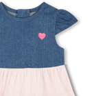 Vestido bi-mat&eacute;ria com folhos BILLIEBLUSH 
                    GIRL