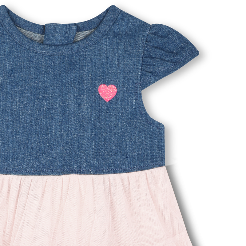 Vestido bi-mat&eacute;ria com folhos BILLIEBLUSH 
                        GIRL