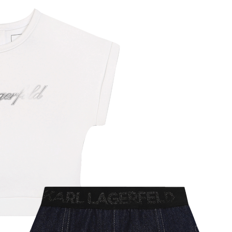 Calções de ganga e t-shirt KARL LAGERFELD KIDS 
                    GIRL