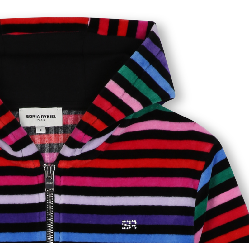 Cardig&atilde; de veludo com capuz SONIA RYKIEL 
                        GIRL