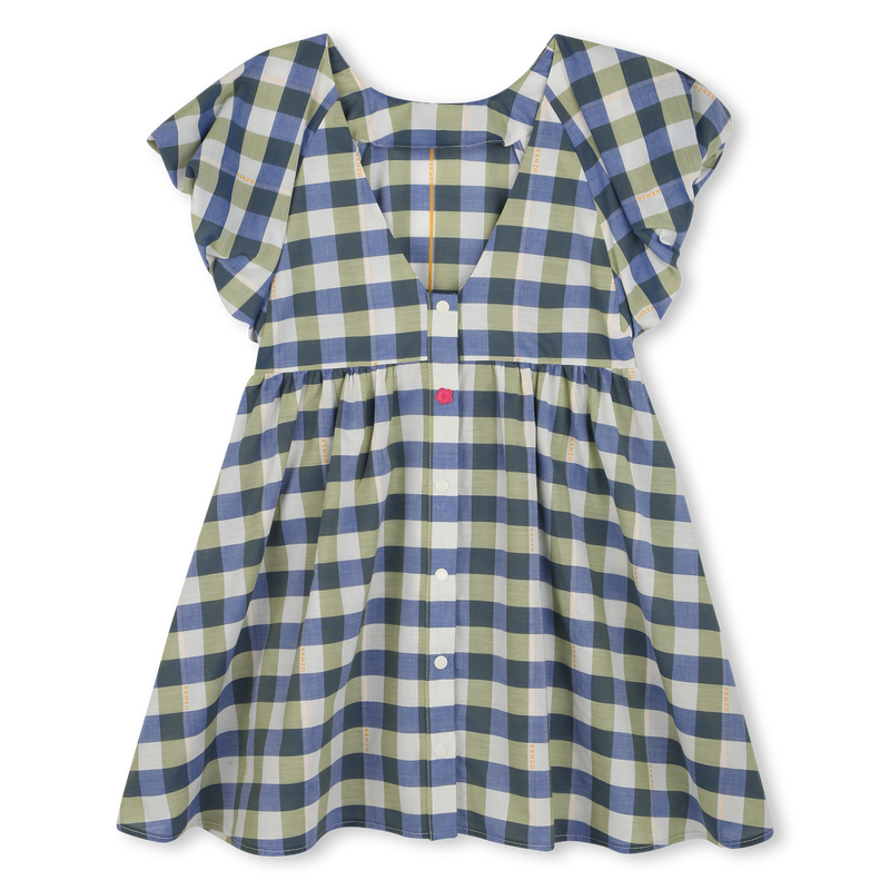 Vestido axadrezado em algod&atilde;o KENZO KIDS 
                        GIRL