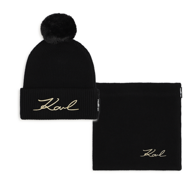 Conjunto de touca e bufanda KARL LAGERFELD KIDS MENINA