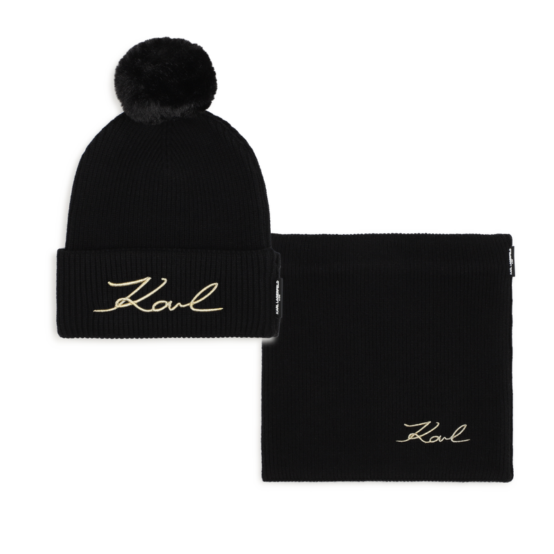 Conjunto de touca e bufanda KARL LAGERFELD KIDS 
                        MENINA