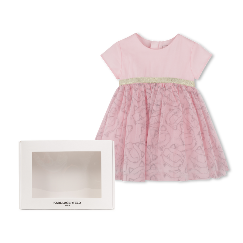Vestido cerim&oacute;nia com folhos KARL LAGERFELD KIDS 
                        GIRL